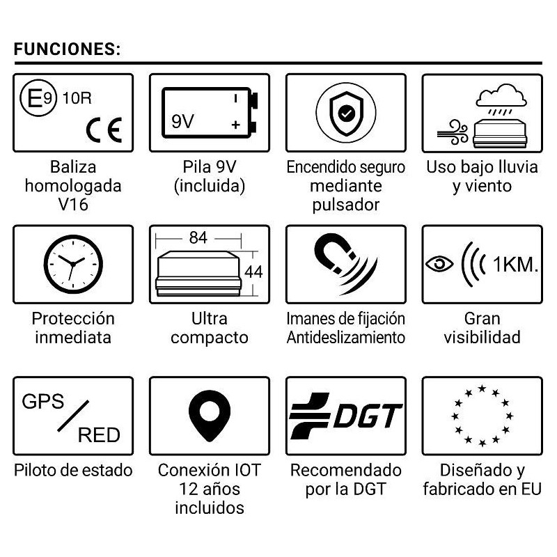 Baliza V16 Homologada DGT 3.0 con Geolocalización | [www.alternadoresyarranques.com]